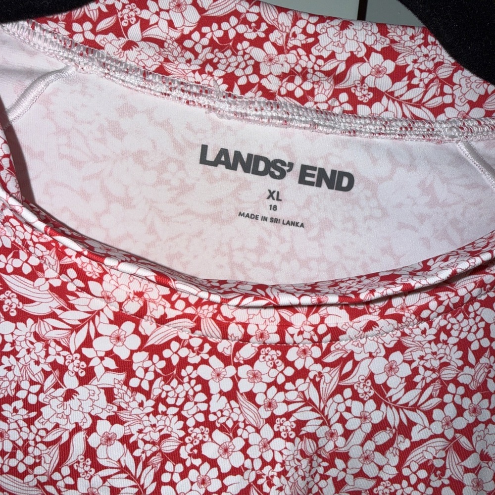 Land's End Women's SunShade UPF 50 Long Sleeve Cropped Rash Guard XL (18) Floral - Picture 5 of 8